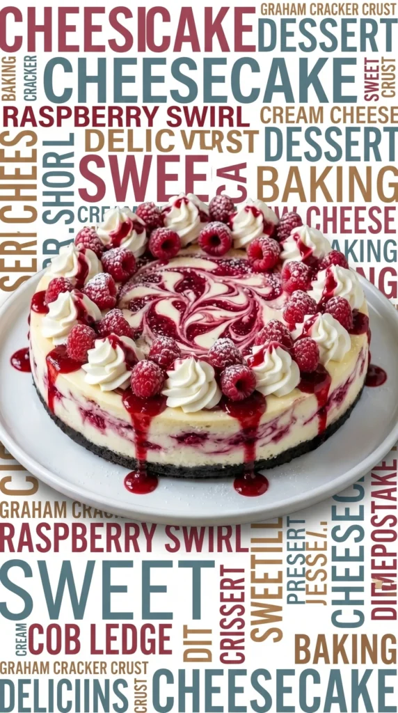 Delicious white chocolate raspberry cheesecake slice topped with fresh raspberries