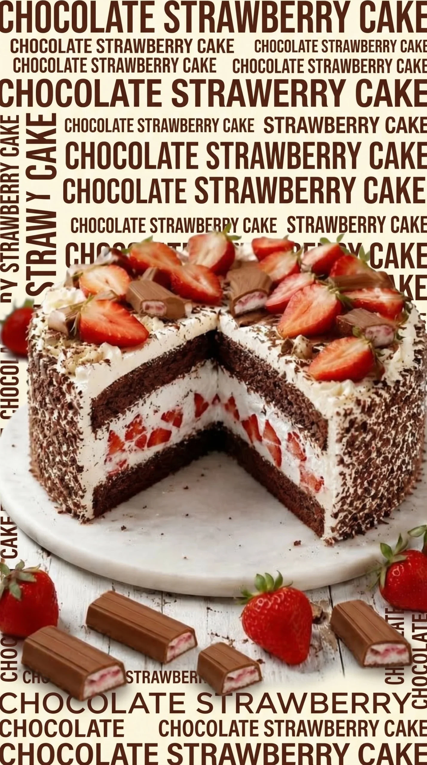 Yogurette Strawberry Cake topped with fresh strawberries and yogurt cream