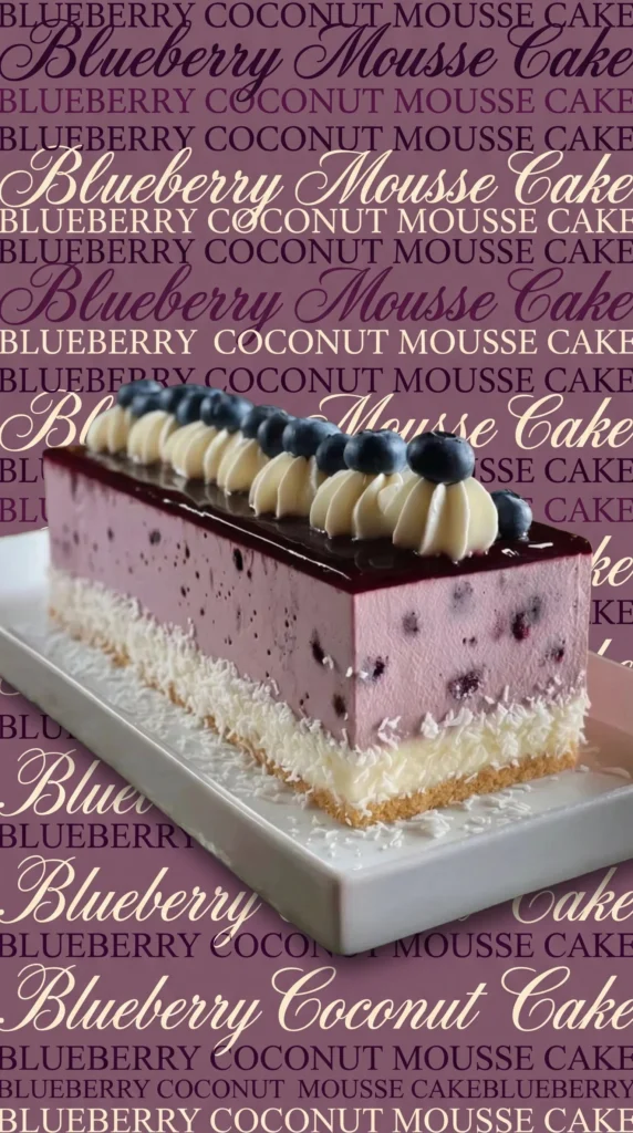 Blueberry Mousse Cheesecake Loaf slice with fresh blueberries on top