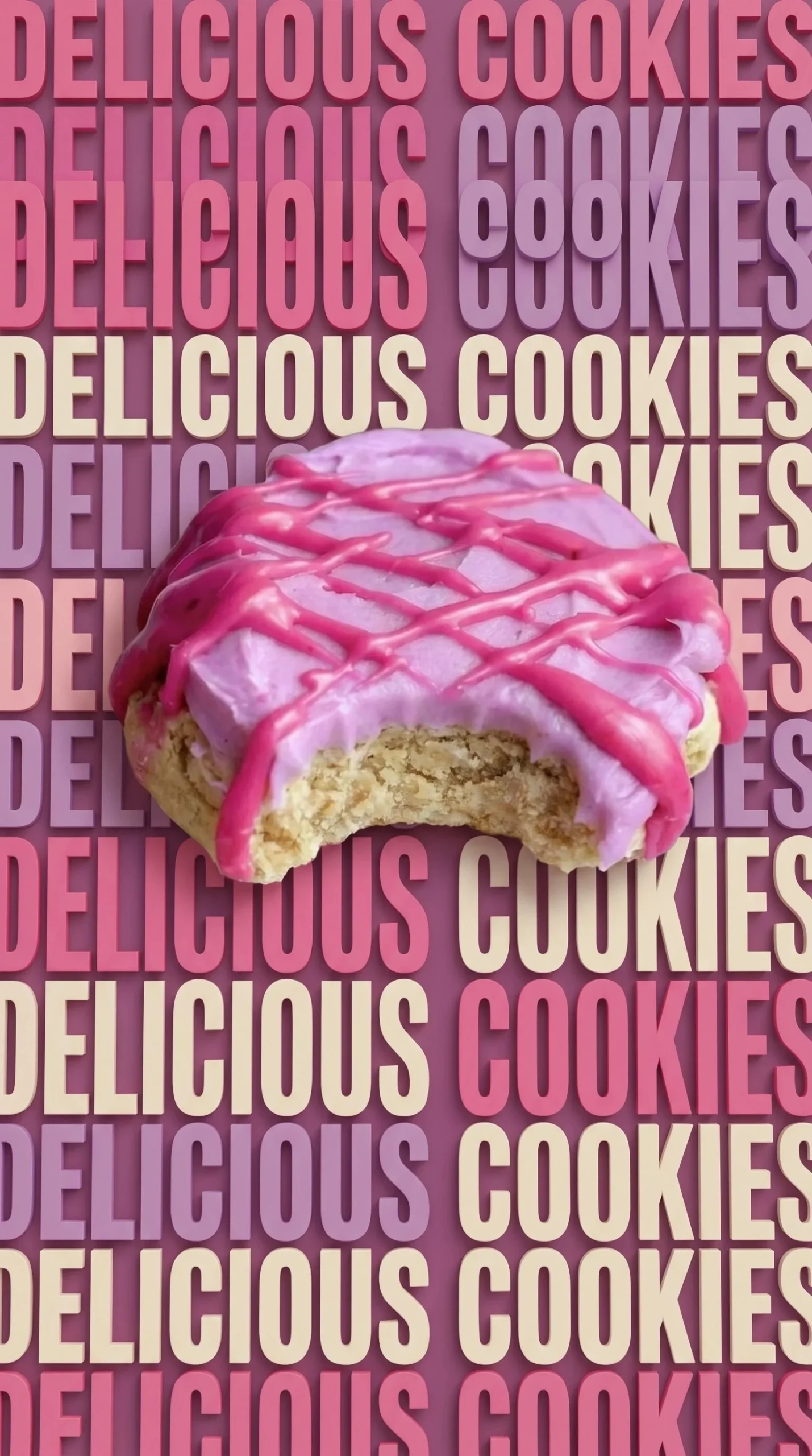 Brown sugar cookies with blueberry cream cheese frosting on a white plate