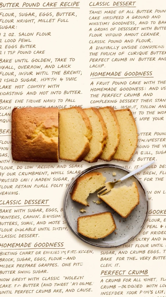 Slice of classic pound cake on a plate with fresh berries