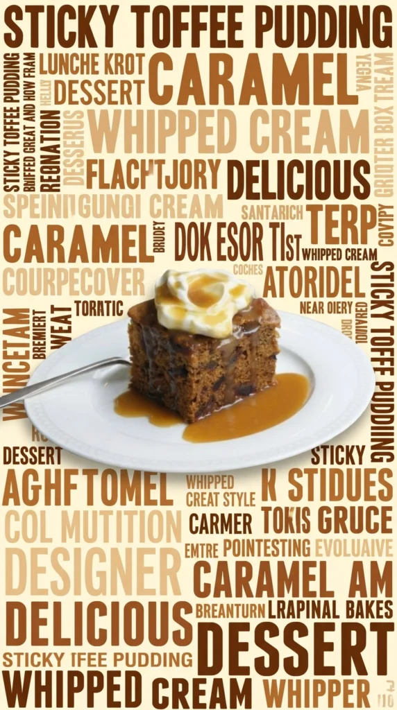 Delicious date pudding drizzled with rich caramel sauce served in a bowl.