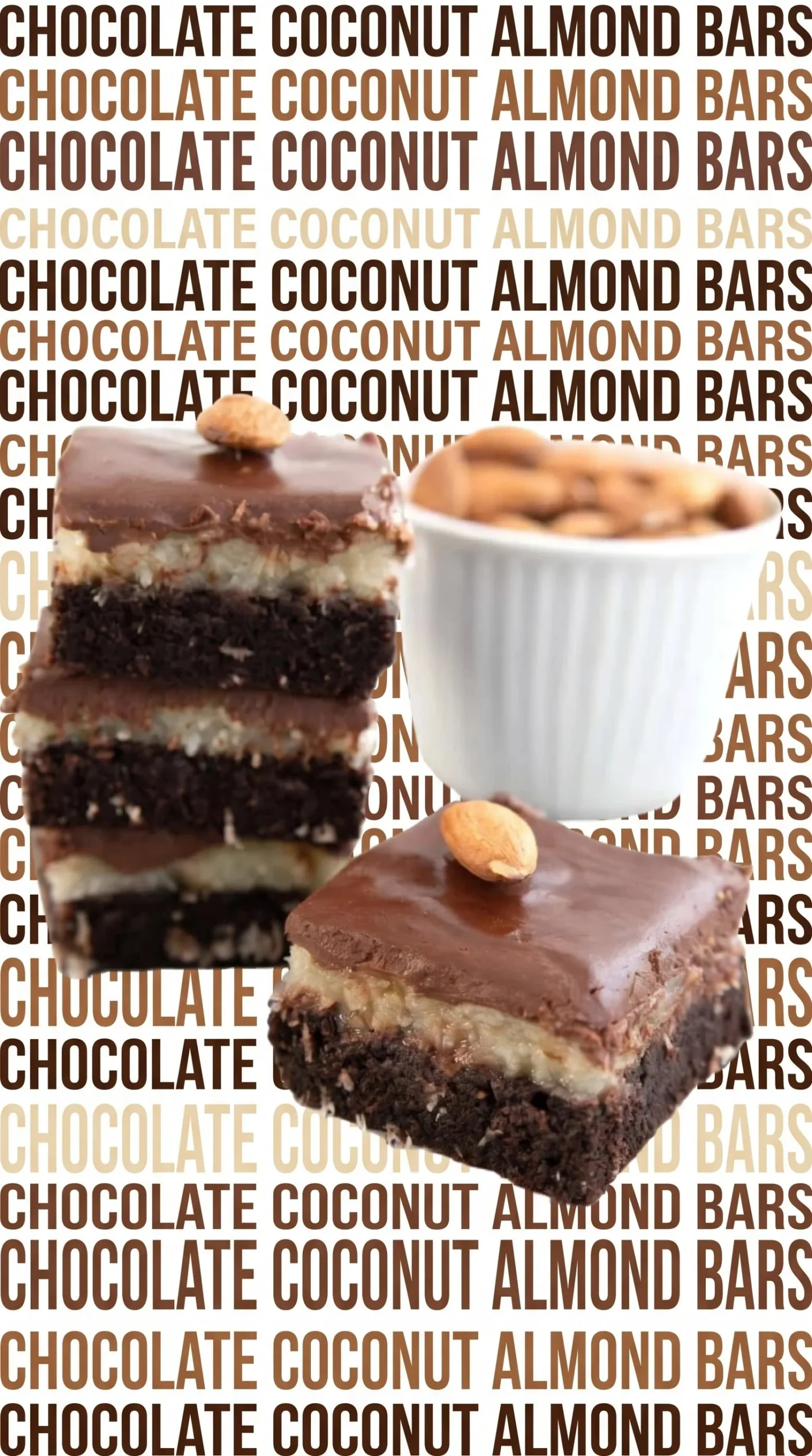 Delicious Keto Almond Joy Brownies topped with coconut and chocolate drizzle