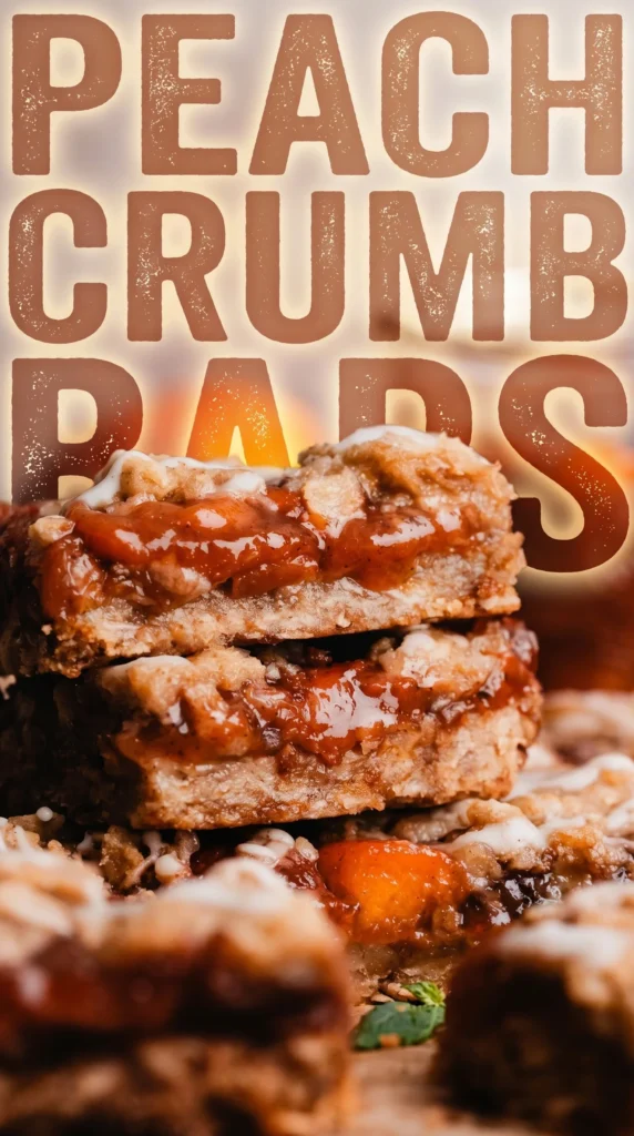 Delicious peach cobbler bars served on a white plate with fresh peaches