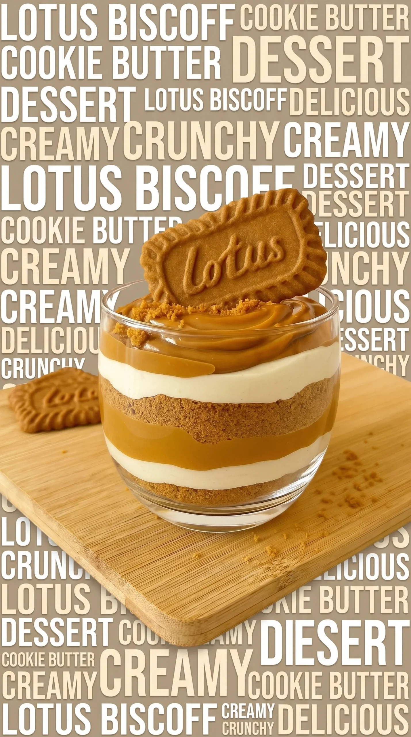 Delicious speculoos mousse served in a glass, topped with cookie crumbles.