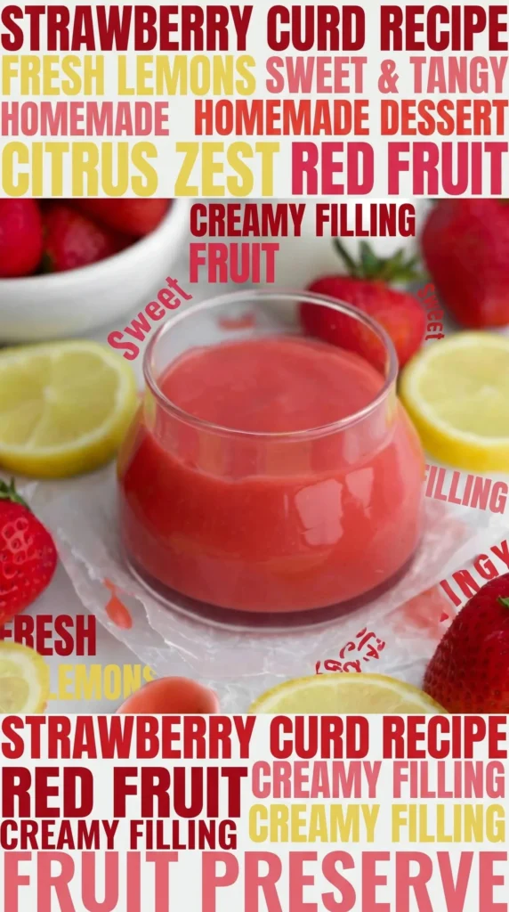 Delicious homemade strawberry curd in a jar with fresh strawberries