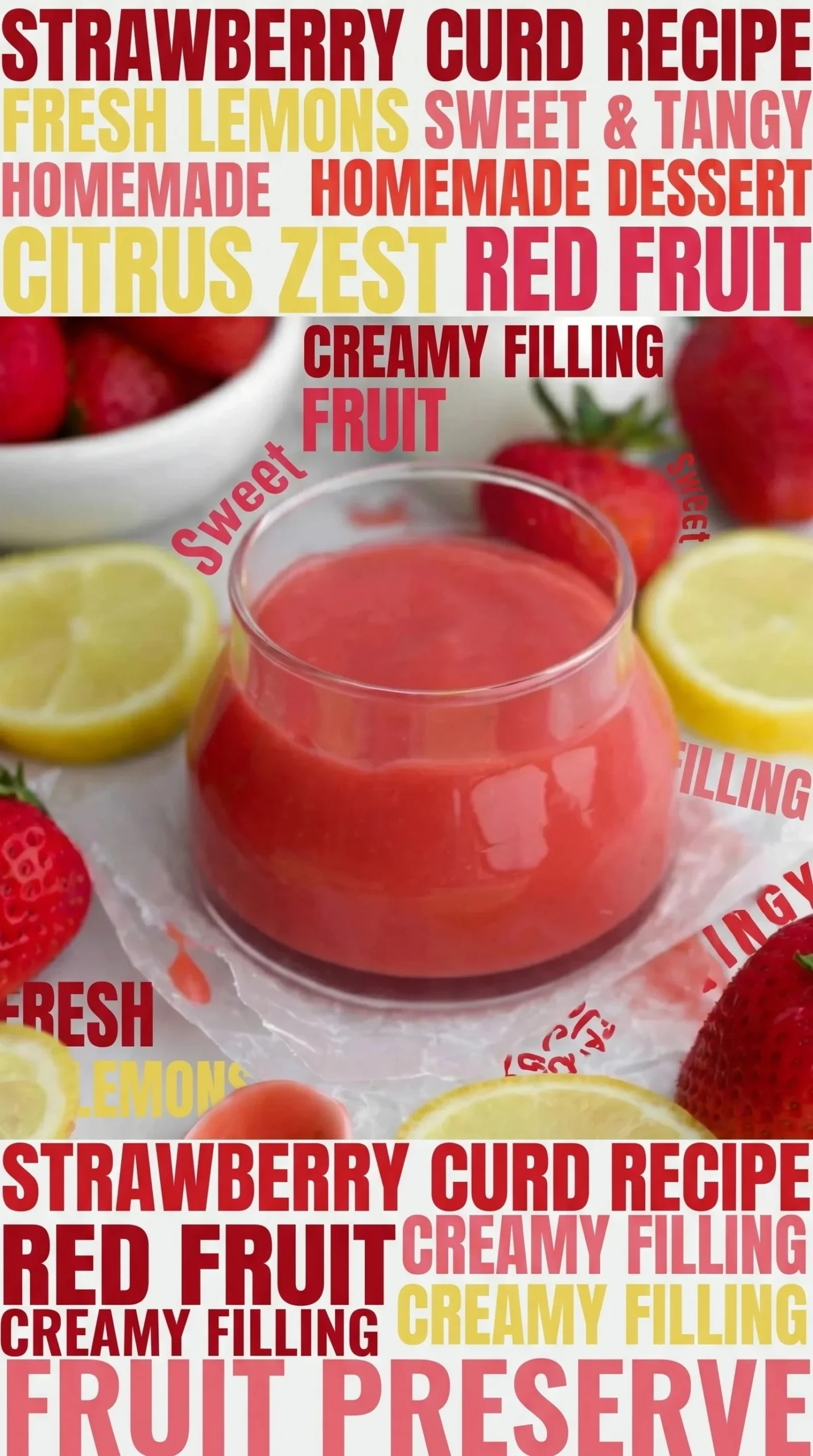 Delicious homemade strawberry curd in a jar with fresh strawberries